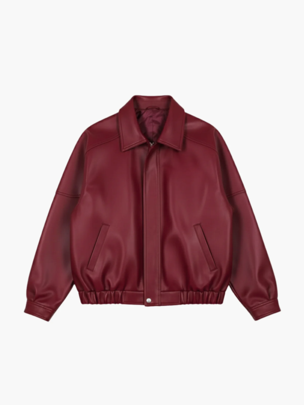 LON LEATHER JACKET - CHERRY RED [UNISEX BOMBER]