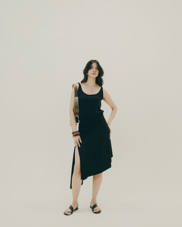 Asymmetrical Black Tank Dress