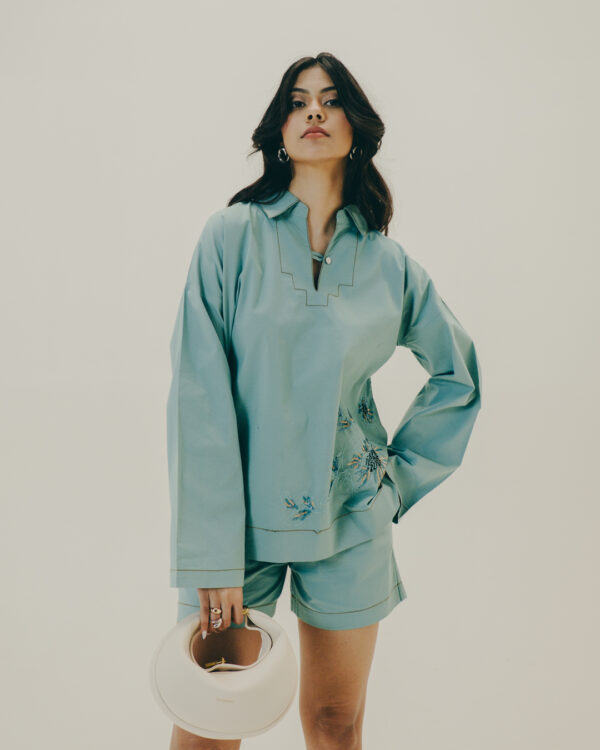 Aqua Blue Shorts Set