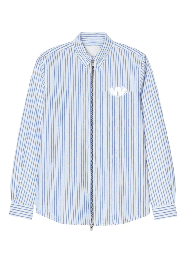 Cropped Zipper Stripe Shirt