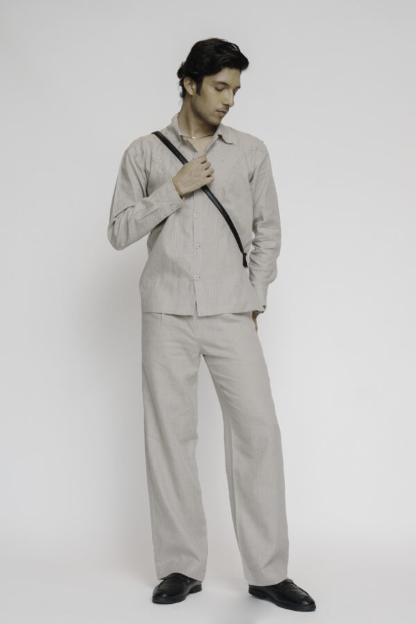 Stone embellished linen shirt