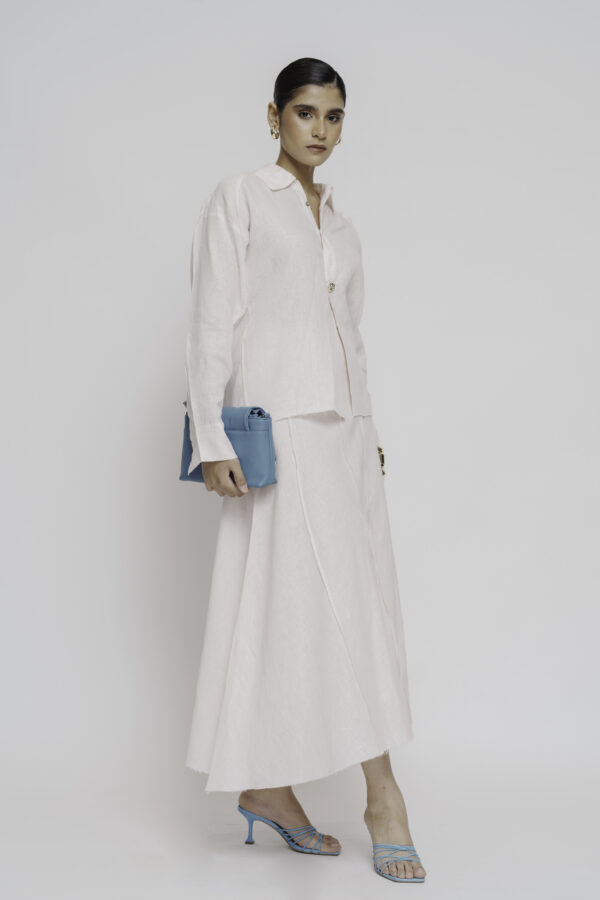 Blush pink textured linen set