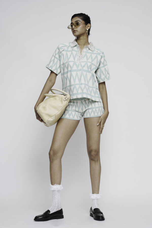 Mint geometric shorts