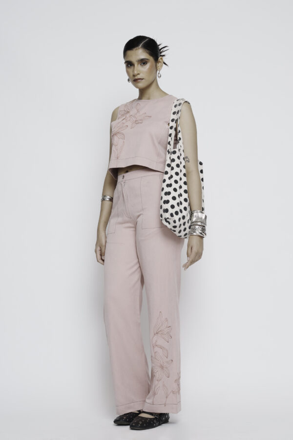 Blush Embroidered suede Coord Set
