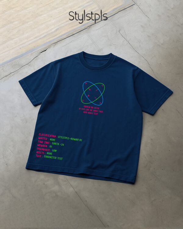 Maru effect - Navy blue, minimalistic print, oversized T-shirt